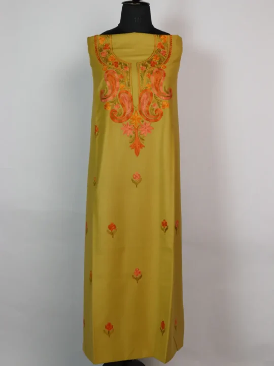 Khubsurat 2pc Mustard Suit in Spun with Aari Embroidery