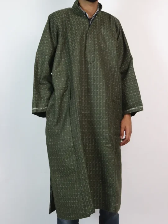 Mehndi Green Kashmiri Ahmad Tweed Men’s Pheran