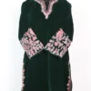 White Velvet Sleeve Aari Embroidery Short Kurti