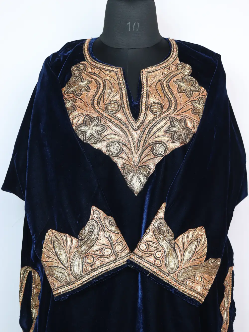 Designer Velvet Blue Pheran with Botte Tilla Work - Image 2