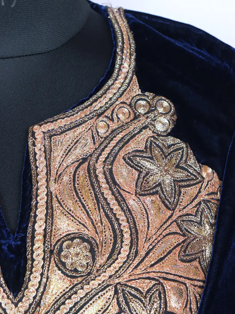 Designer Velvet Blue Pheran with Botte Tilla Work - Image 3