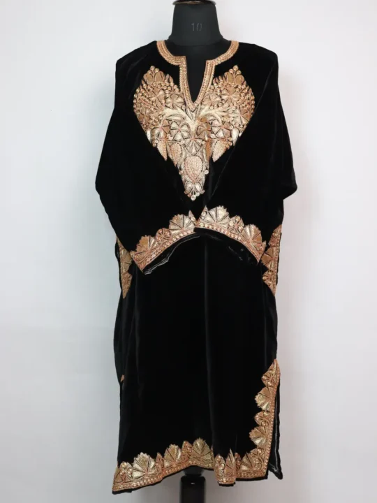 Velvet Mehnaz Black Luxurious Phiran with Bottle Tilla Work