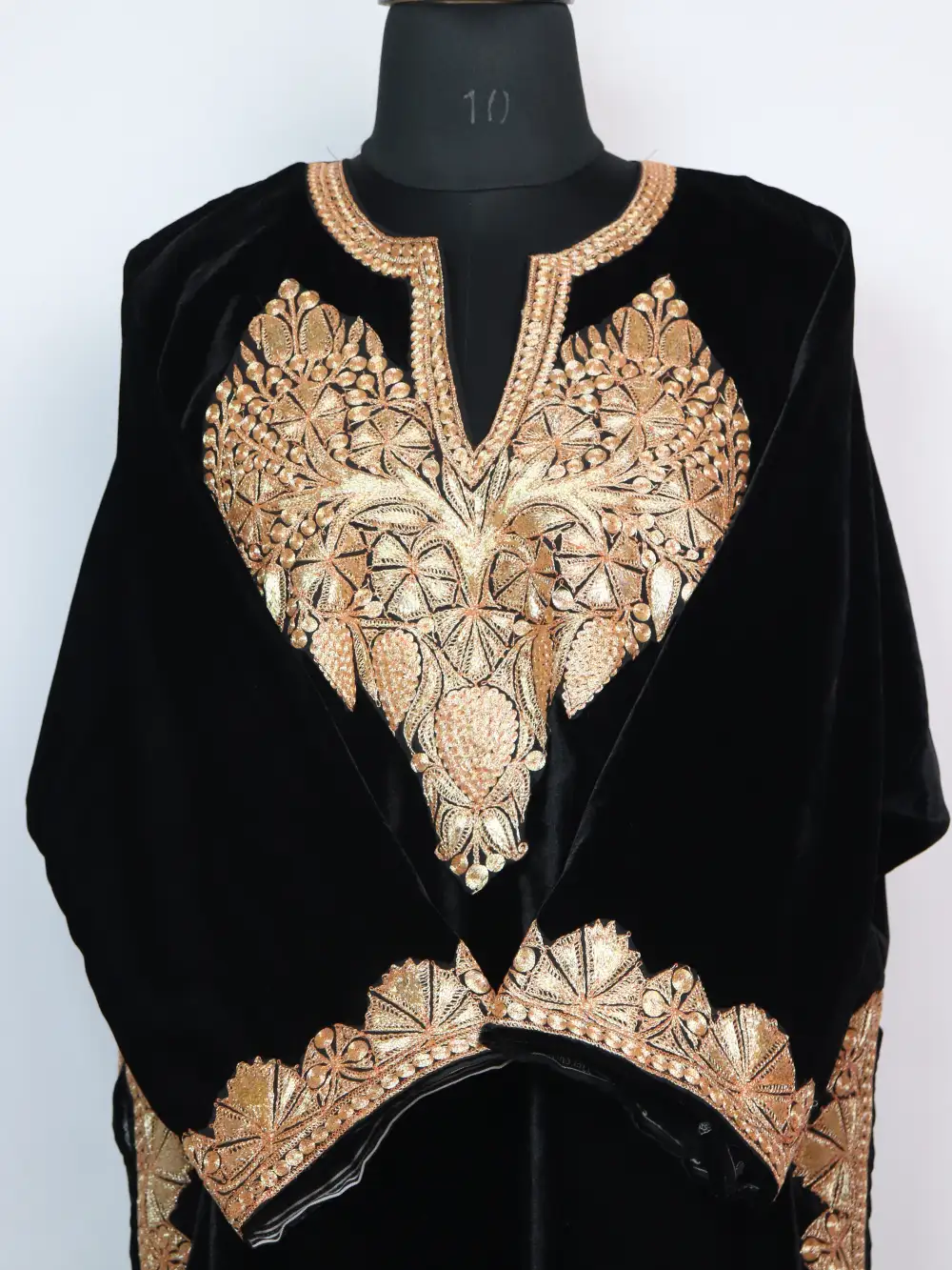 Velvet Mehnaz Black Luxurious Loose Phiran with Botte Tilla Work - Image 2