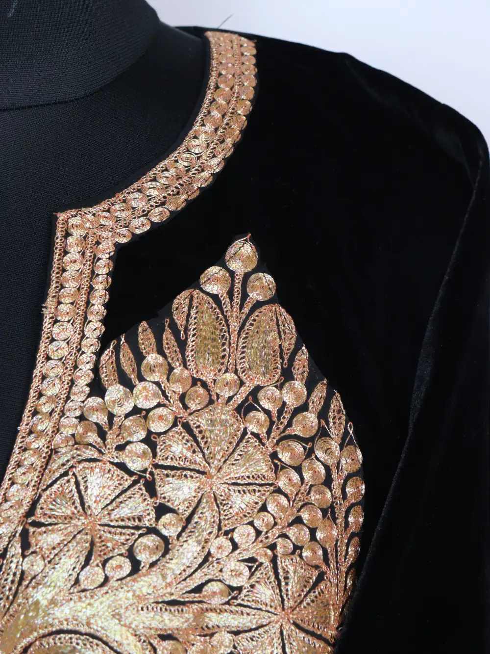 Velvet Mehnaz Black Luxurious Loose Phiran with Botte Tilla Work - Image 3