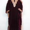 Luxurious Velvet Qoraab Wine Pheran with Bottle Tilla Work