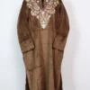 Brown Loose Pheran in Velvet with Aari Work