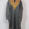 Dark Grey Pheran in Velvet with Aari Work