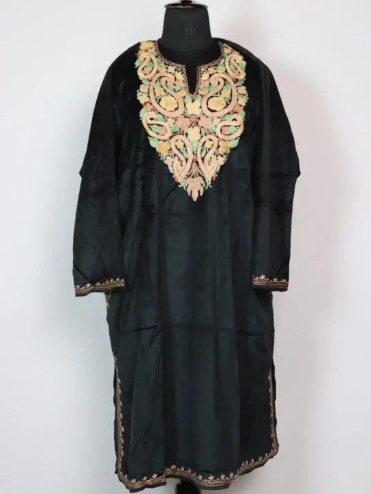 Aari Work Black Pheran in Velvet