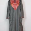 Noor Dark Grey Kashmiri Aari Work Loose Pheran in Velvet