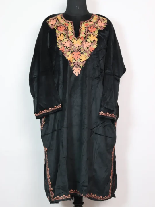 Naveen Black Pheran in Velvet - Aari Embroidery