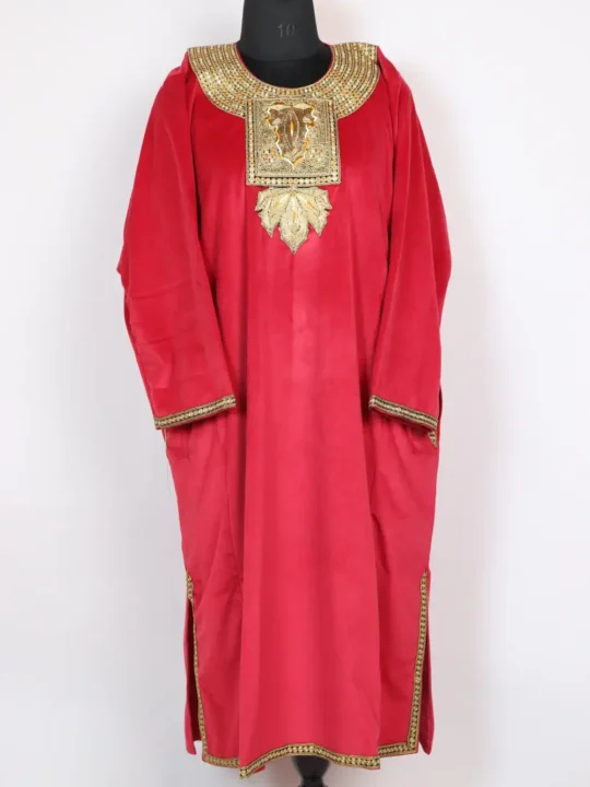 Lajawab Aari Embroidery Pink Pheran in Makhmal