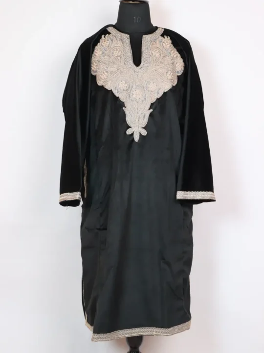 Zari Tilla Work Black Pheran Mahjabeen in Velvet