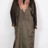 Meher Dark Brown Velvet Pheran in Zari Tilla Work
