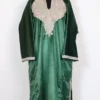 Dark Green Naaz Pheran in Velvet with Zari Tilla Embroidery