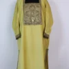 Nafees Velvet Zari Tilla Embroidery Yellow Pheran