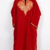 Red Velvet Pari Pheran with Aari Embroidery
