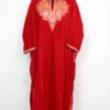 Red Velvet Shafaq Pheran with Bottle Tilla Embroidery