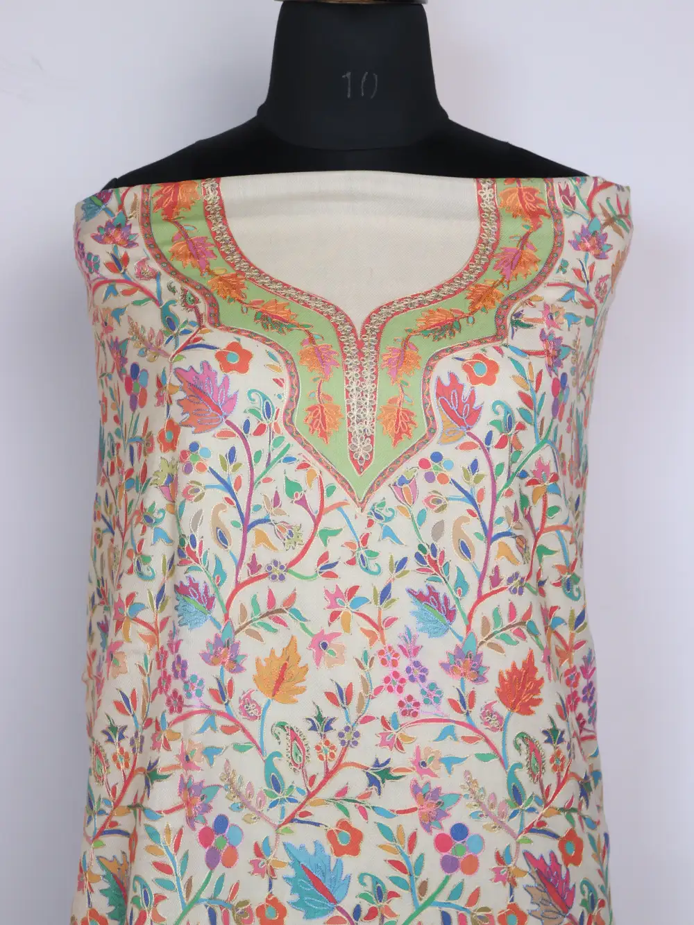 Kashmiri Cream Kalamkari Suit Material With Dupatta - Image 2