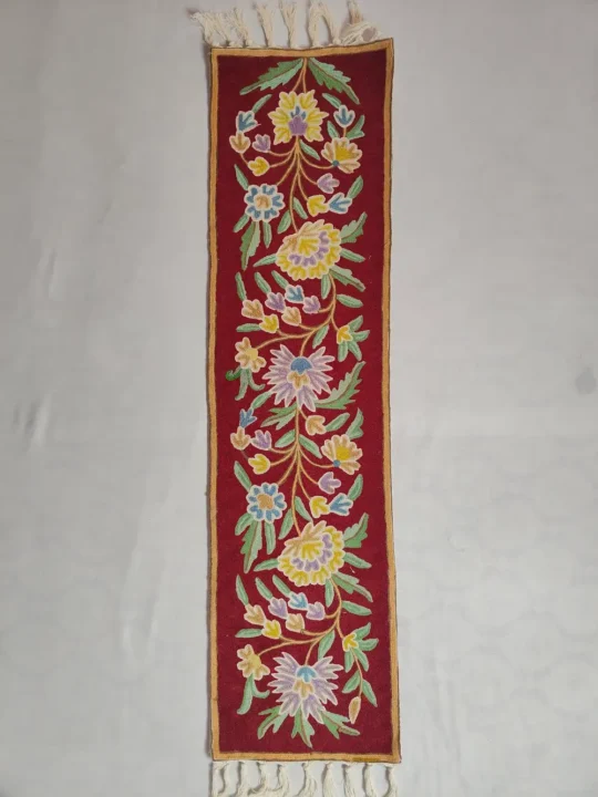 Wool Chain Stitch Embroidery Kashmiri Runner