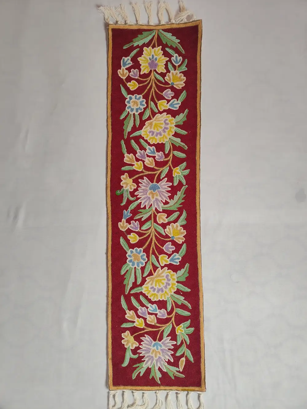 Wool Chain Stitch Embroidery Kashmiri Runner