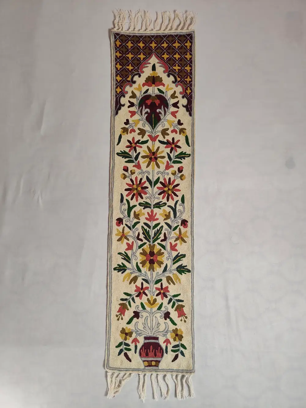 Wool Chain Stitch Embroidery Kashmiri Runner