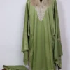 Hafizah Green Pheran Set Valvet with Zari Tilla Embroidery