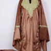 Brown Partywear Pheran set With Dupatta in Valvet with Zari Tilla Work