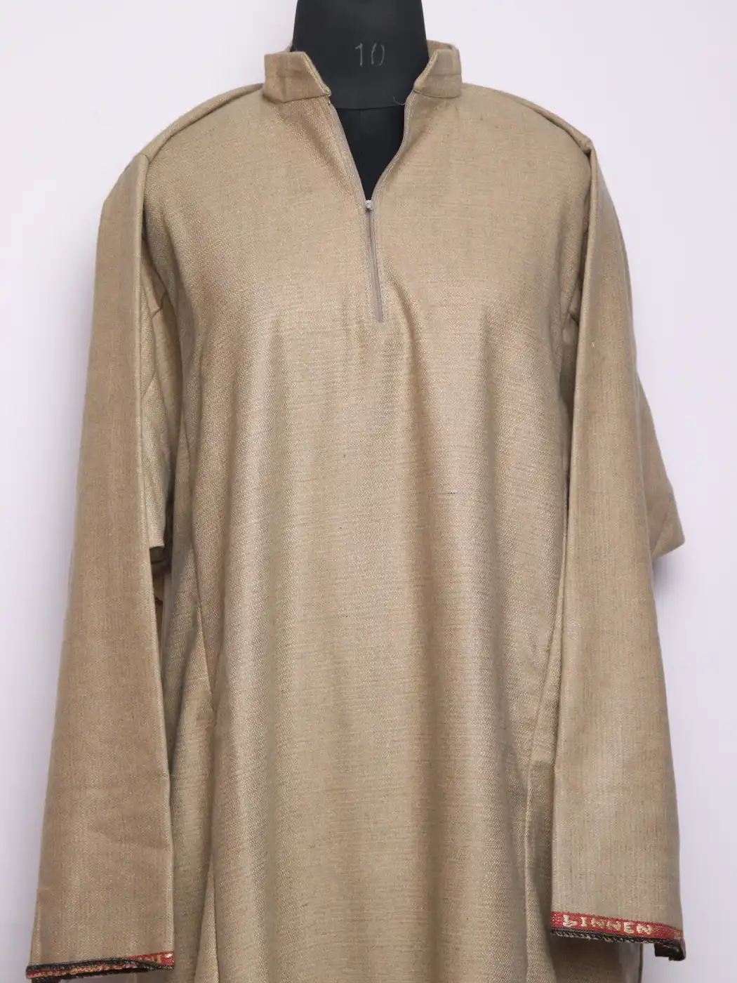 Beige Pheran for Men in Tweed Wool | Formal Feran for Gents - Image 2