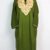 Aari Embroidery Olive Green Pheran in Cashmilon Wool Hoor