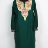 Aari Embroidery Dark Green Pheran in Cashmilon Wool Hoor