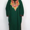 Dark Green Aari Embroidery Pheran in Mehak Cashmilon Wool