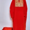 Loose Party Wear Velvet Pheran Set with Botte Tilla Work | Tangy Orange