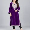Purple Velvet Kashmiri Pheran for Women with Tilla Embroidery
