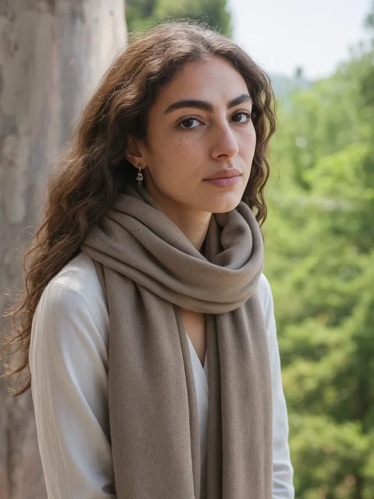 Chashme Bulbul Pure Pashmina Muffler| Unsisex | Toosh Natural Shade - Image 4