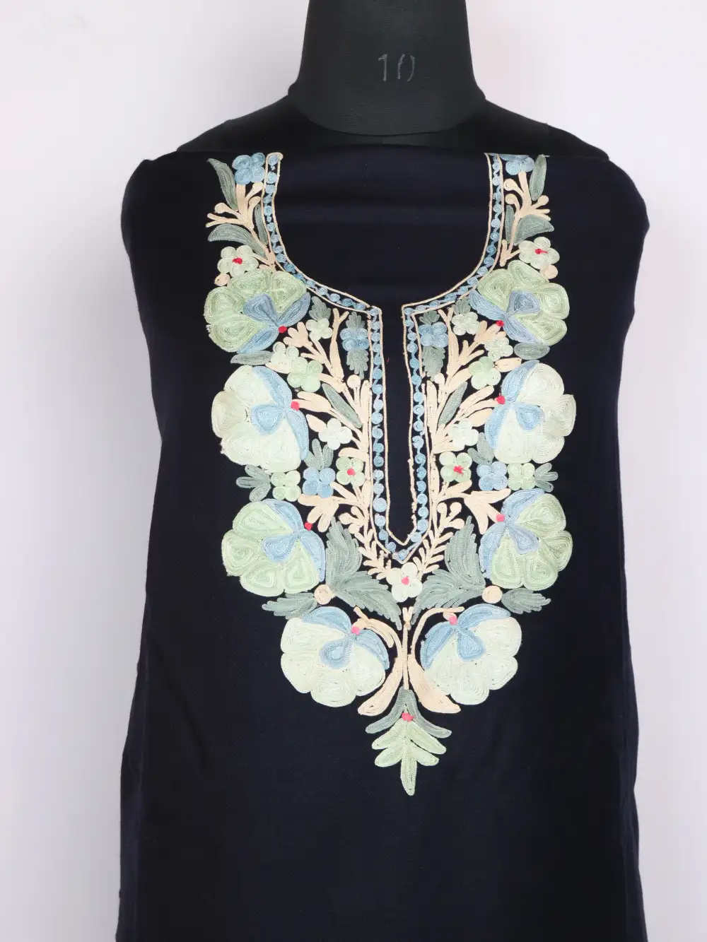 Aari Embroidery Premium Black 3pc Suit in Cashmilon Wool - Image 2