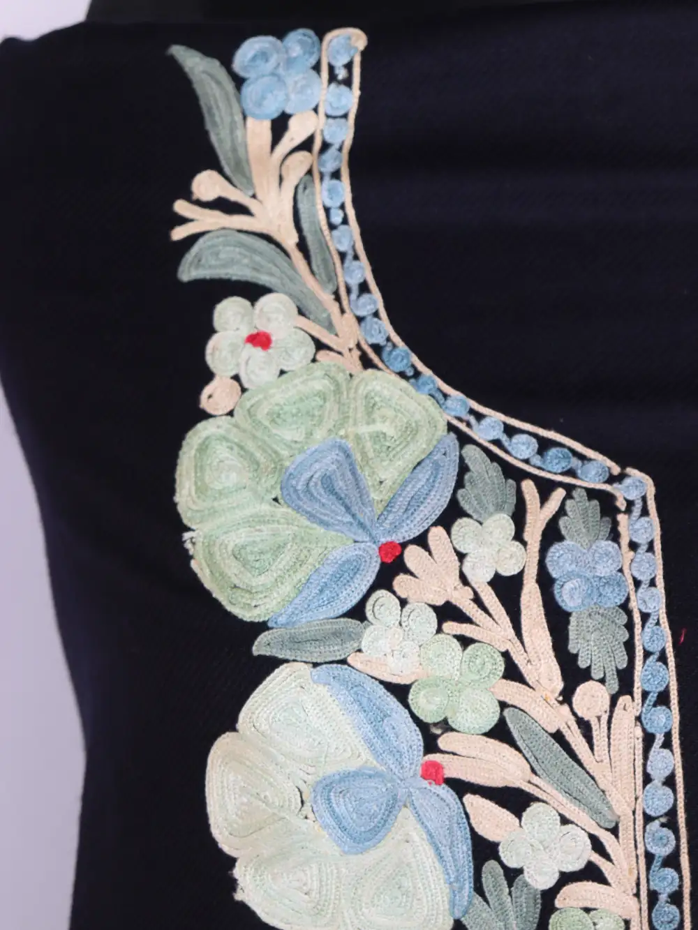 Aari Embroidery Premium Black 3pc Suit in Cashmilon Wool - Image 3