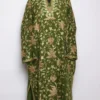 All-over Olive Green Loose Pheran in Raffal Wool Tawaqul with Hand Aari Work