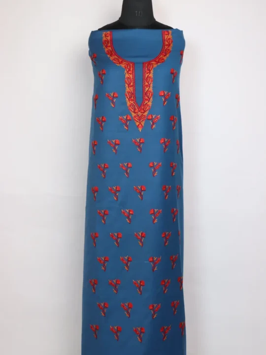 Booti Hand Aari Embroidery Blue Parveen 2pc Suit in Spun