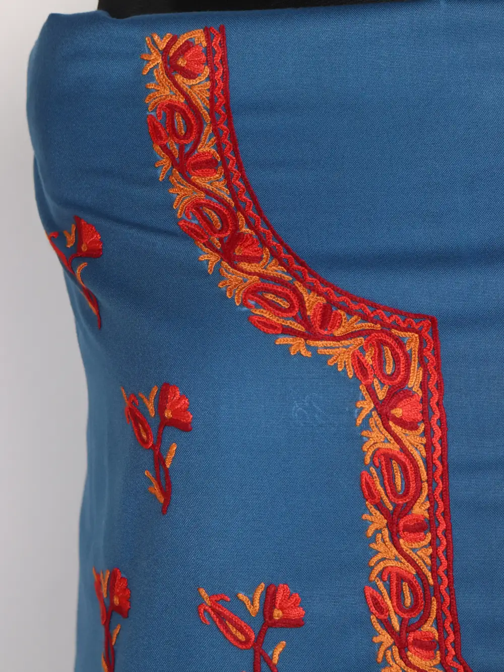 Spun 2 PC Unstitched Salwar Suit Booti Hand Aari Embroidery Blue Parveen - Image 3