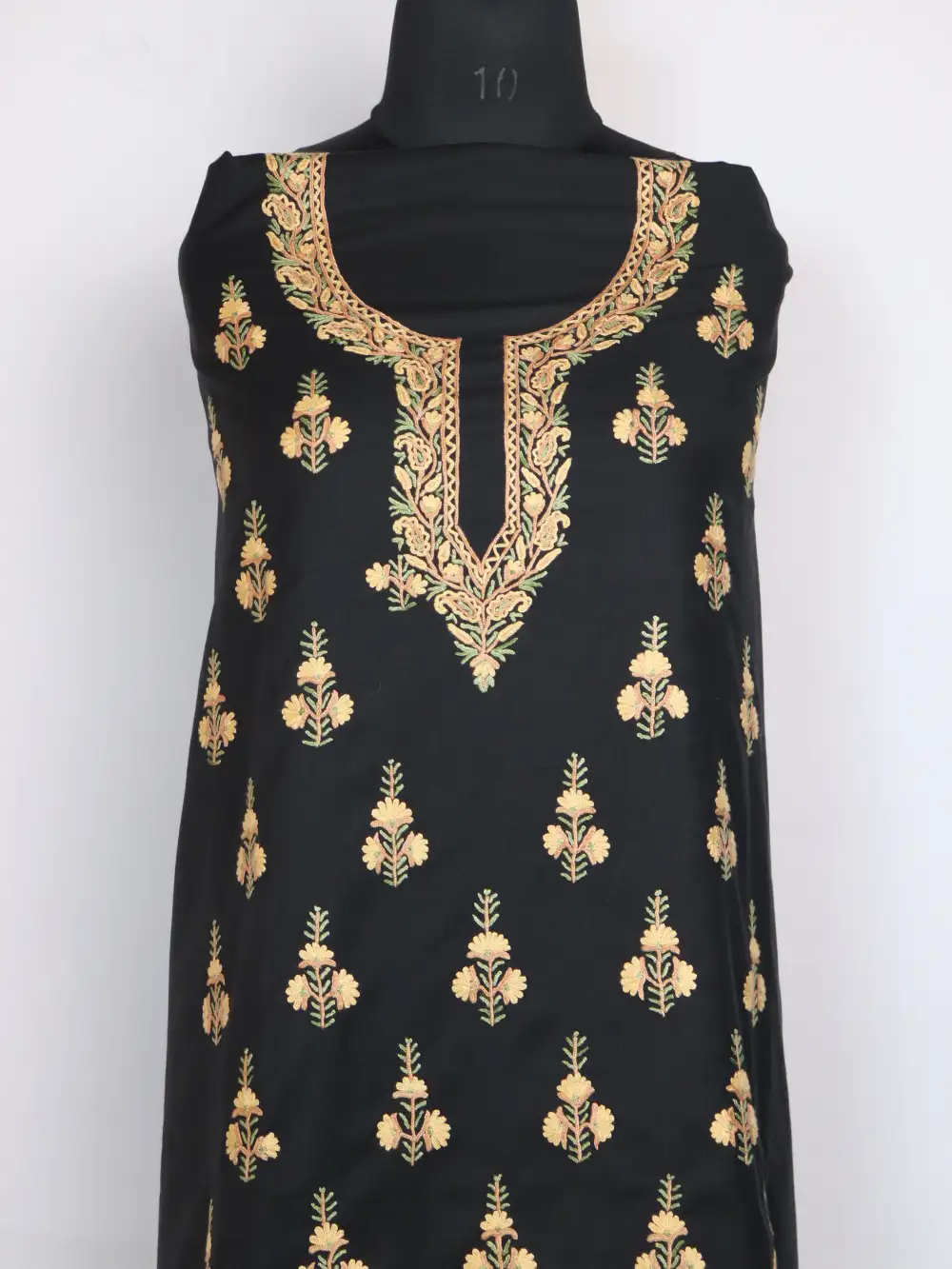 2pc Unstitched Suit in Spun Black Booti Hand Aari Embroidery Yasira - Image 2