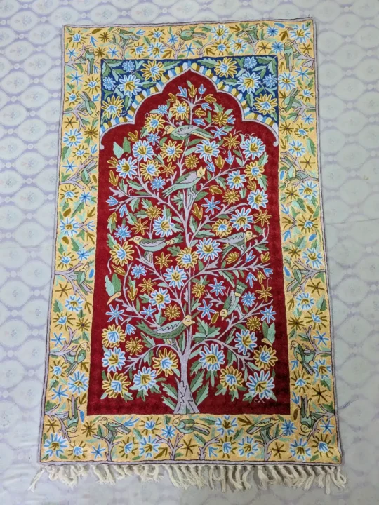 Kashmiri Wall Hanging with Hand Chain-Stitch Tree of Life Embroidery