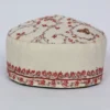 White Wular Semi Pashmina Cap with Kashmiri Hand Sozni Embroidery