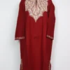 Cashmilon Wool Maroon Pheran Rekhta with Aari Work