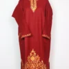Cashmilon Wool Maroon Pheran Rekhta with Aari Work