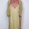 Cashmilon Wool Light Brown Pheran with Aari Embroidery Rekhta
