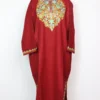 Cashmilon Wool Maroon Pheran with Aari Embroidery Daniya