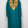 Aari Work Sea Green Pheran in Cashmilon Wool Sama