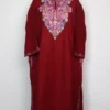 Aari Work Maroon Pheran Hawa in Cashmilon Wool