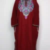 Cashmilon Wool Maroon Pheran with Aari Work Fozia