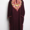 Wine Pheran Aari Embroidery in Cashmilon Wool Yusra